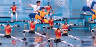Robots humanoides protagonizan una impresionante actuación de artes marciales