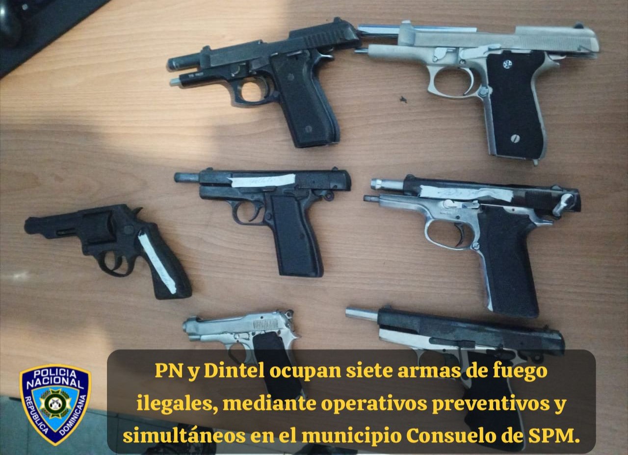 PN ocupa siete armas de fuego ilegales en el municipio Consuelo.