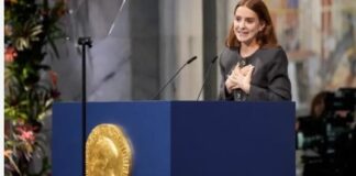Hija de María Corina Machado, recibe premio nobel de la paz de manera simbólica en lugar de su madre