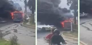 Autobús de la OMSA se incendia en Marginal de Las Américas