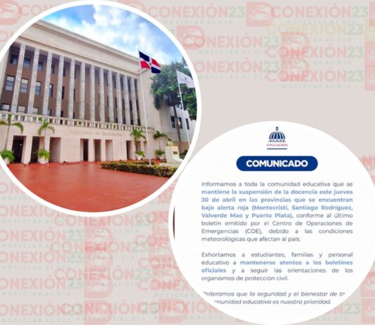 Minerd mantiene suspendida docencia este viernes en provincias en alerta roja por lluvias