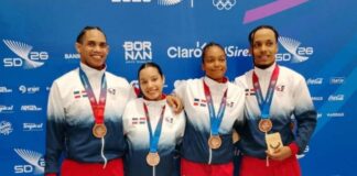 Dominicana conquista doble bronce en trampolín sincronizado en la gimnasia de los Juegos