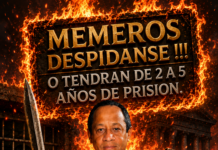 «Memeros despídanse o tendrán de 2 a 5 años de prisión»