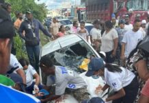 Tres personas resultan heridas cerca de estación de combustibles en Hato Mayor tras ser atropelladas.